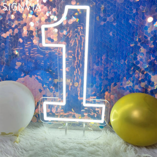 Number 1 neon sign LED birthday decor