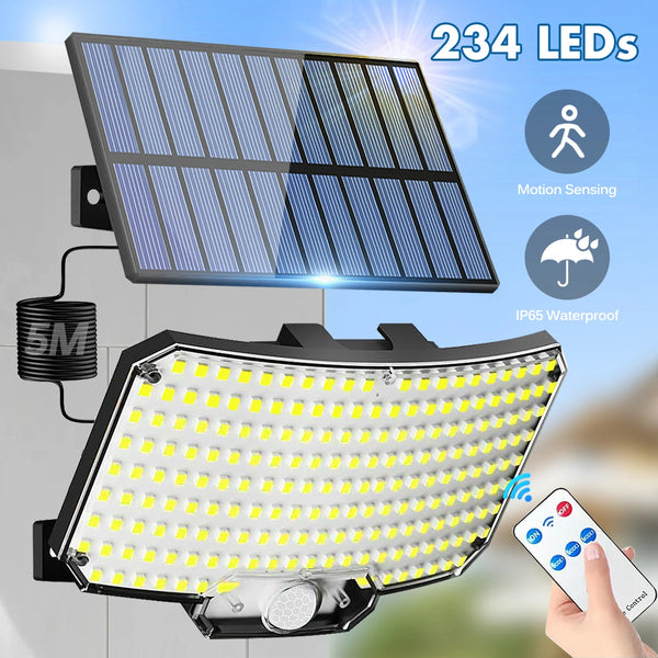 234 LED solar flood light with motion sensor and remote