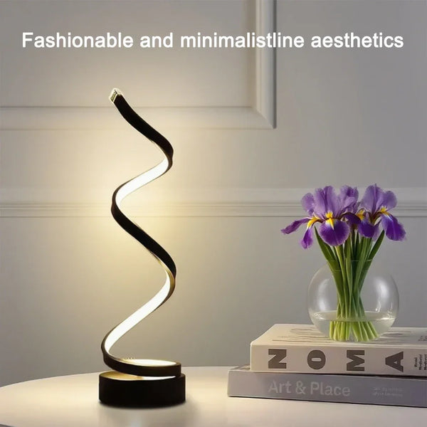 Vytra Spiral Lamp on bedside table